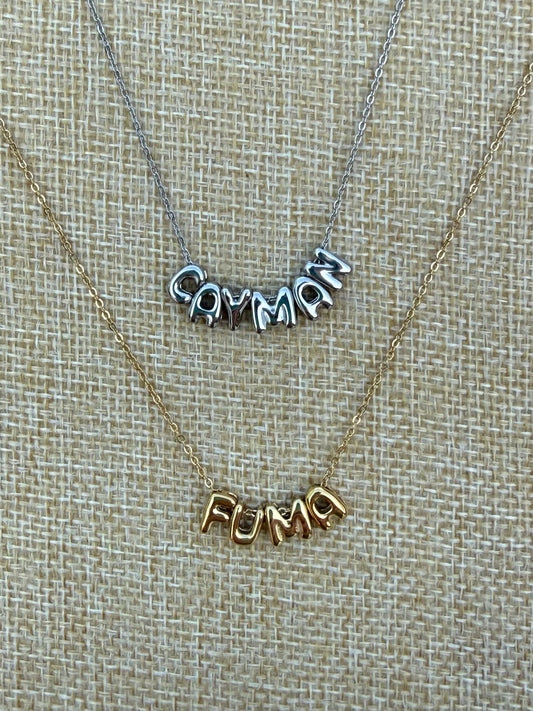 BYO Silver Bubble Letter Neck lace