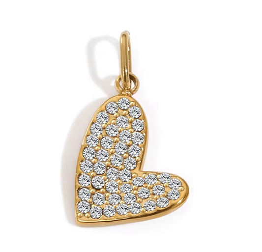 GOLD HEART WITH RHINESTONES