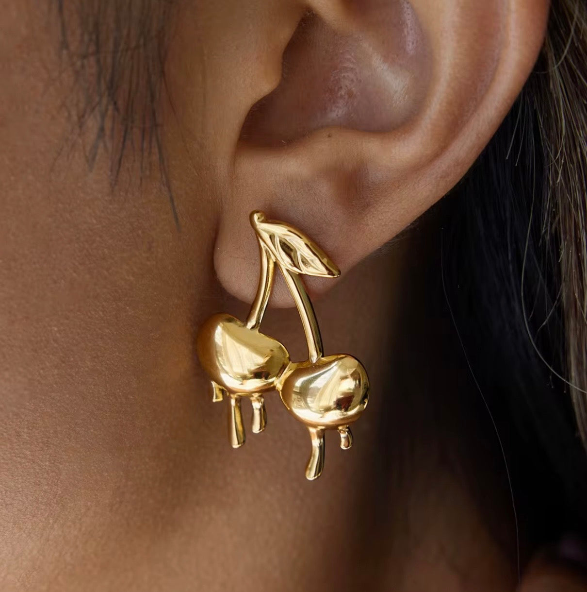Liquid-Melted Cherry Earrings