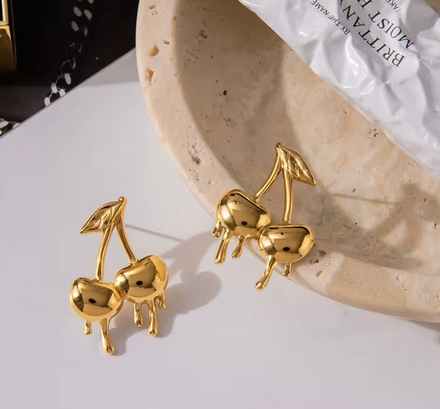 Liquid-Melted Cherry Earrings