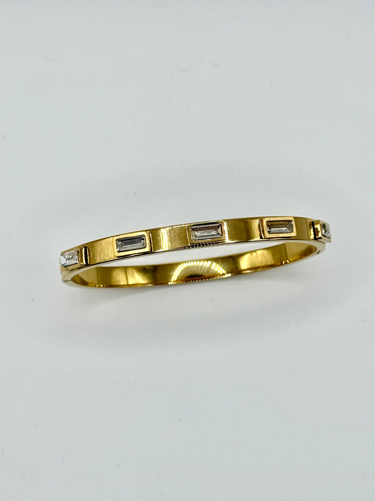 White Zircon Gold Bangle