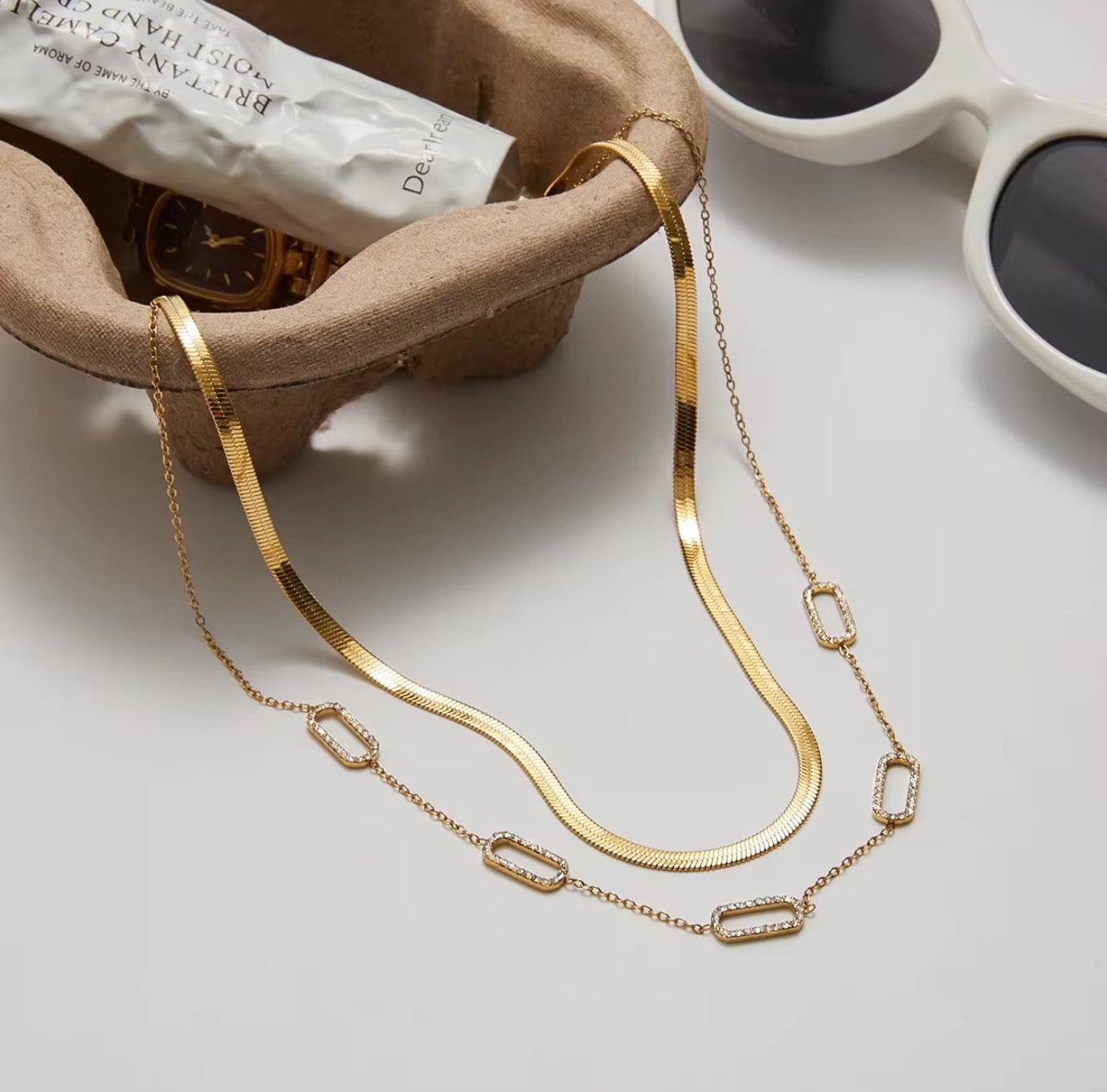 Pavé Oval Link Necklace