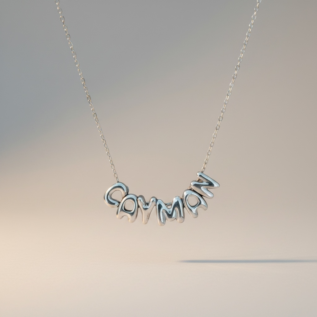 BYO Silver Bubble Letter Neck lace