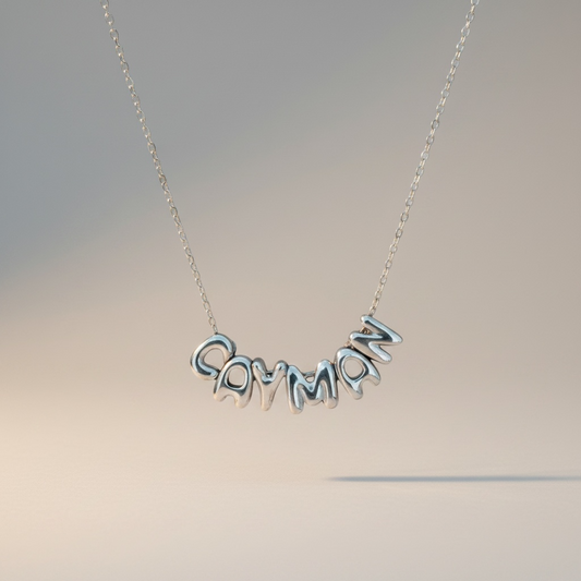 BYO Silver Bubble Letter Neck lace