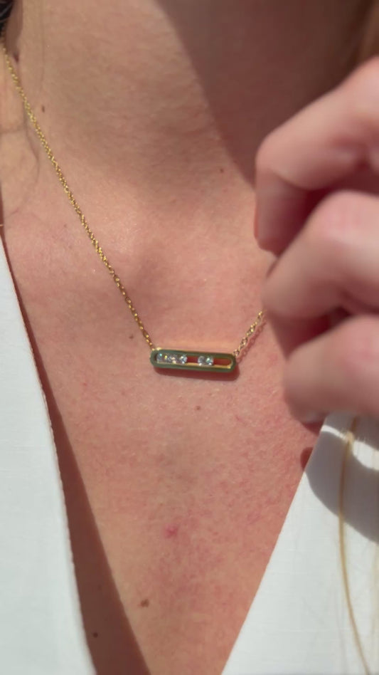 Floating Rhinestone Square Necklace